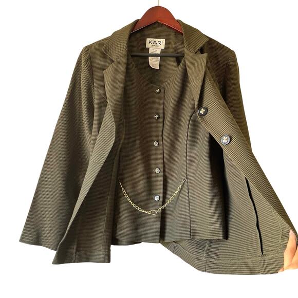 Vintage Kari Blazer with Attached Vest & Chain Detail Size Large - Picture 1 of 5